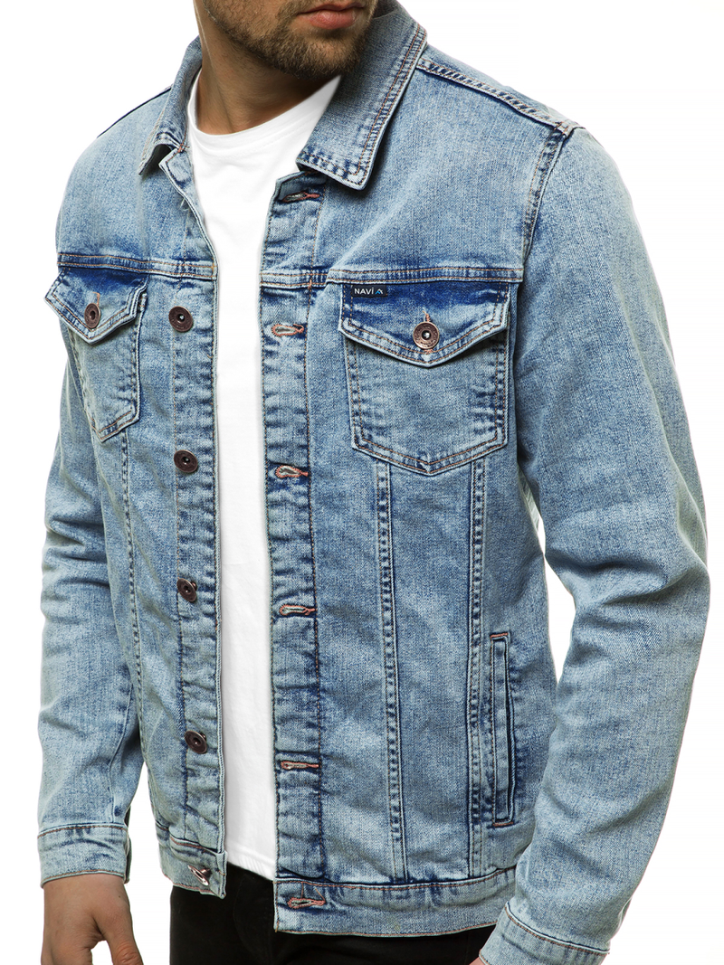 Jachetă de blugi bărbați albastră deschis OZONEE BN/6075