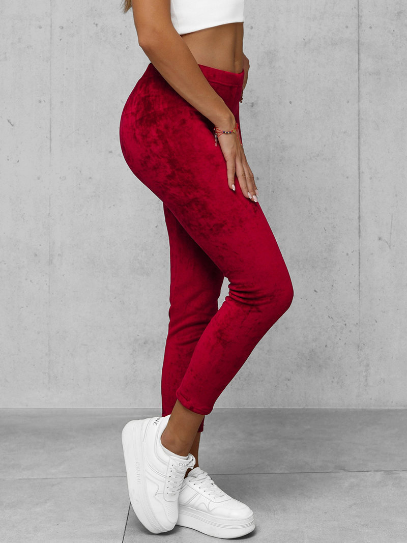 Pantaloni de trening femei din catifea bordo OZONEE JS/92K521/35