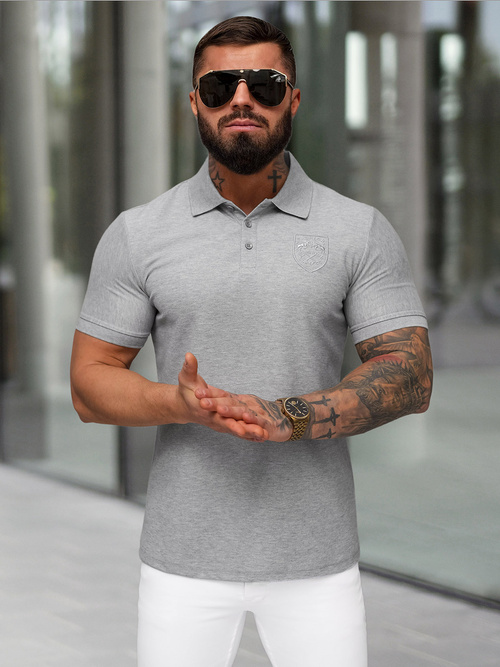 Tricou polo bărbați gri OZONEE NB/MT3142