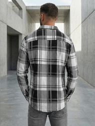 Cămașă bărbați neagră-albă OZONEE NB/MC728N/3Z