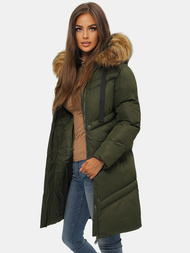 Geacă de iarnă parka femei verde închis OZONEE JS/M731/136