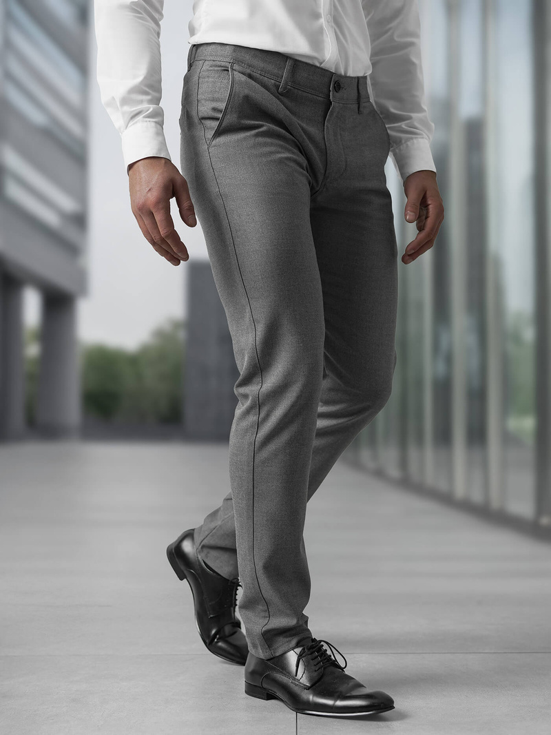 Pantaloni chino bărbaţi gri închis OZONEE V/6545