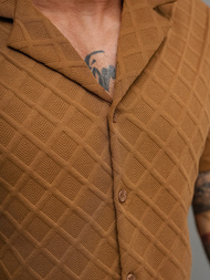 Cămașă cu mâneca scurtă bărbați maro OZONEE O/B2257