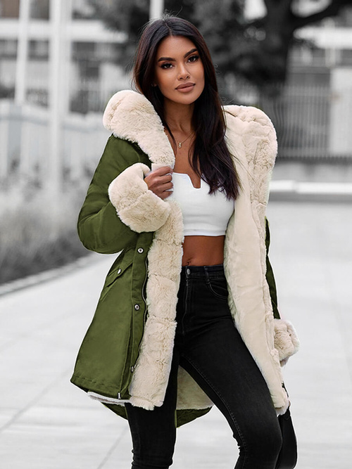 Geacă de iarnă damă verde OZONEE JS/M763/136Z