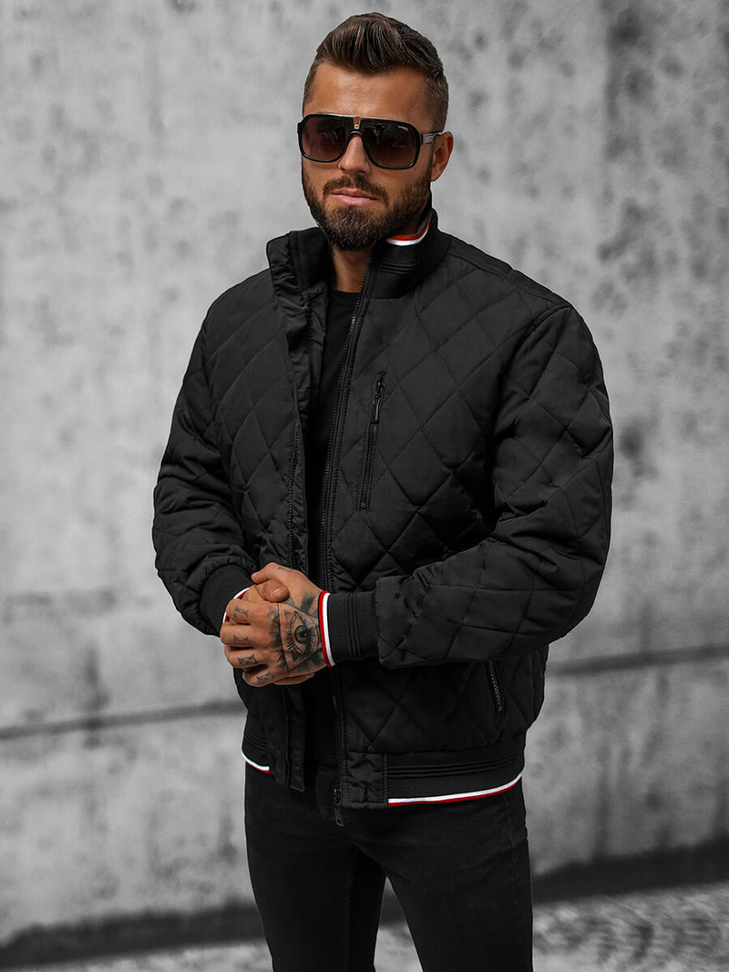 Jachetă de primăvară bărbați neagră OZONEE JS/5M3109/392