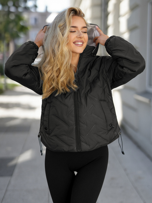 Geacă de femei neagră-bej OZONEE JS/16M9315/392B