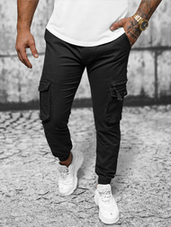 Pantaloni chino jogger pentru bărbați negri OZONEE NB/MP0201N