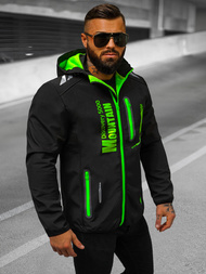 Jachetă softshell bărbați neagră-verde OZONEE JS/HH026/1A