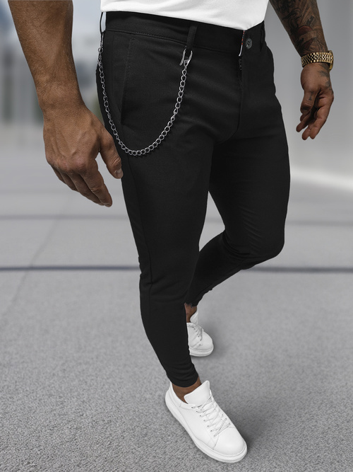 Pantaloni chino bărbaţi negri OZONEE DJ/3300