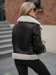 Geacă de piele pentru femei neagră OZONEE JS/11Z8230