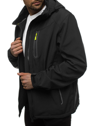 Jachetă bărbați SOFTSHELL neagră-galben OZONEE GE/12269Z