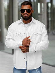Cămașă din denim pentru bărbați albă OZONEE L/CA777/2