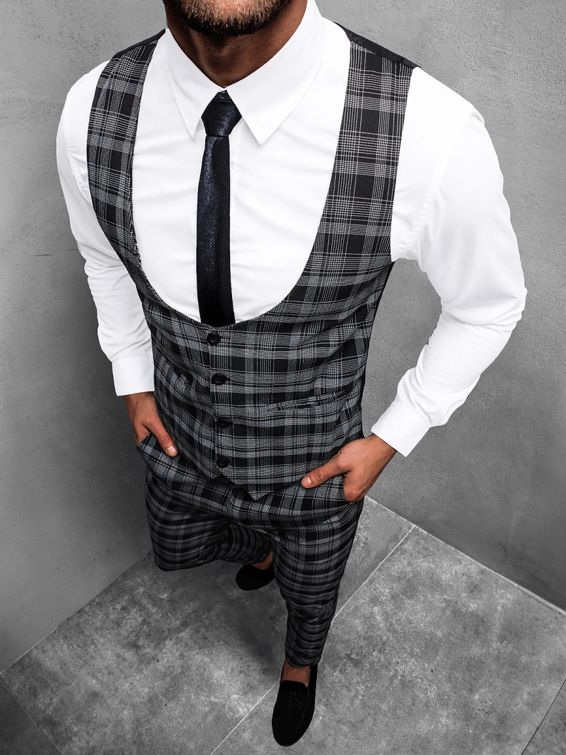 Set pentru bărbați - Vestă de costum cu pantaloni chino, negru OZONEE DJ/5601