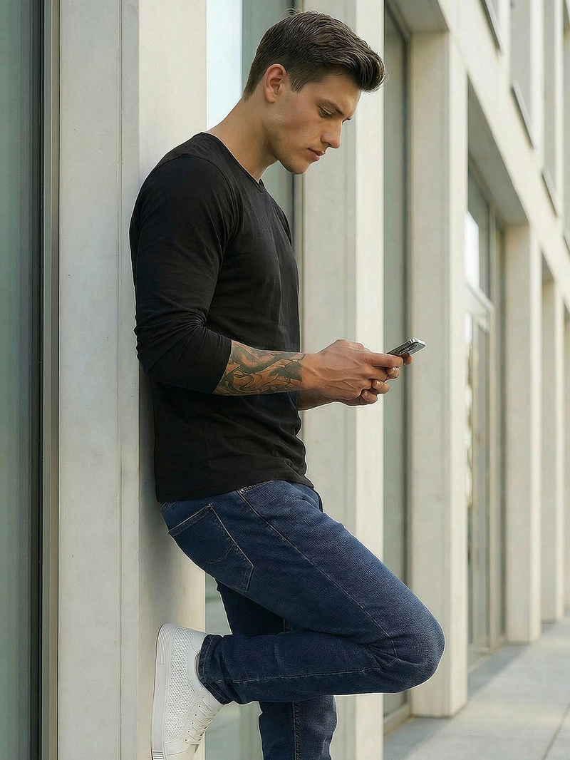 Blugi bărbaţi albaștri închis OZONEE DO/4048/2Z