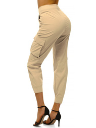 Pantaloni jogger pentru femei bej OZONEE O/HM002