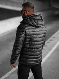 Geacă de piele bărbați neagră OZONEE O/11Z8088