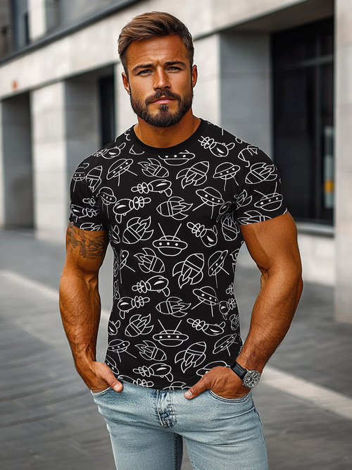 Tricou bărbați negri OZONEE JS/8T1197/3Z