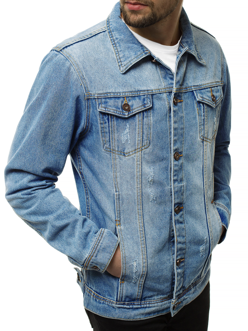 Jachetă de blugi bărbați albastră OZONEE V/19276