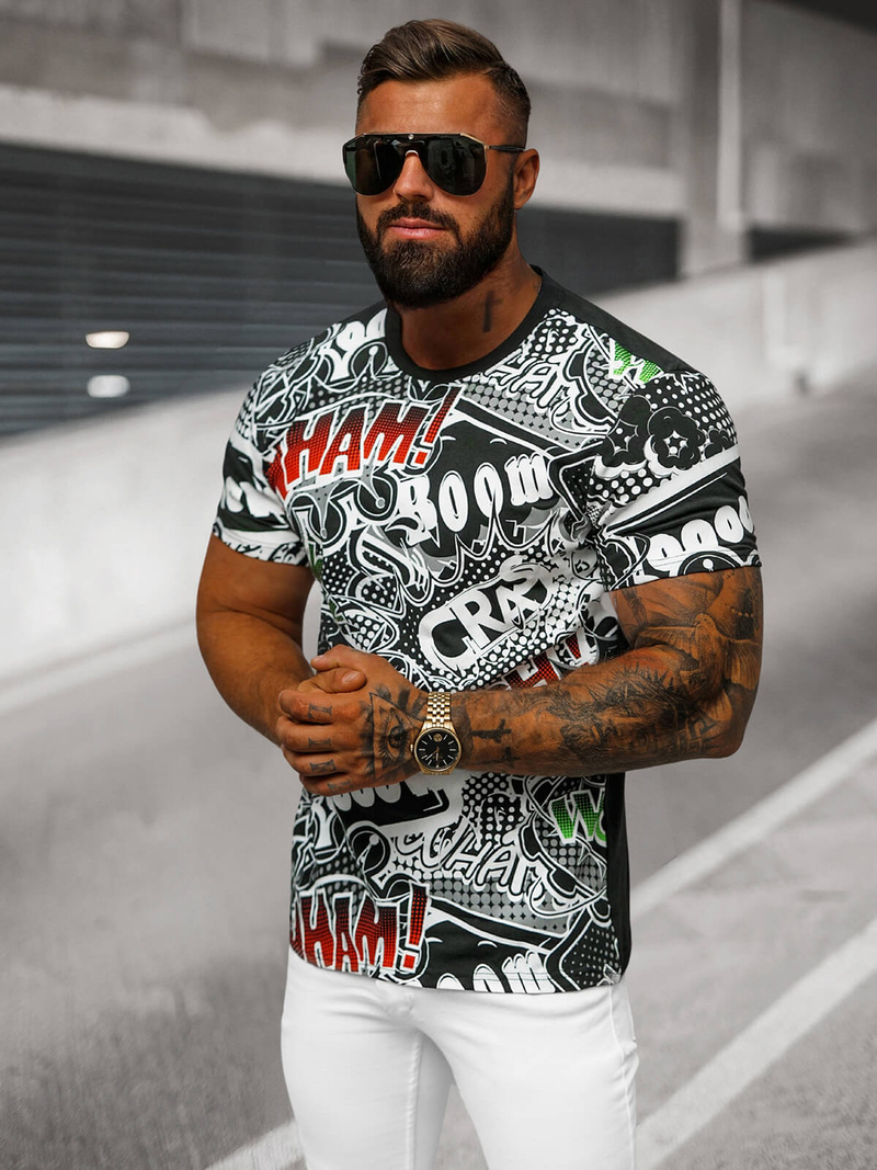 Tricou bărbați negru OZONEE O/T137/3