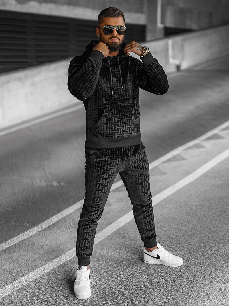 Trening catifea bărbați negru OZONEE O/3A81Z