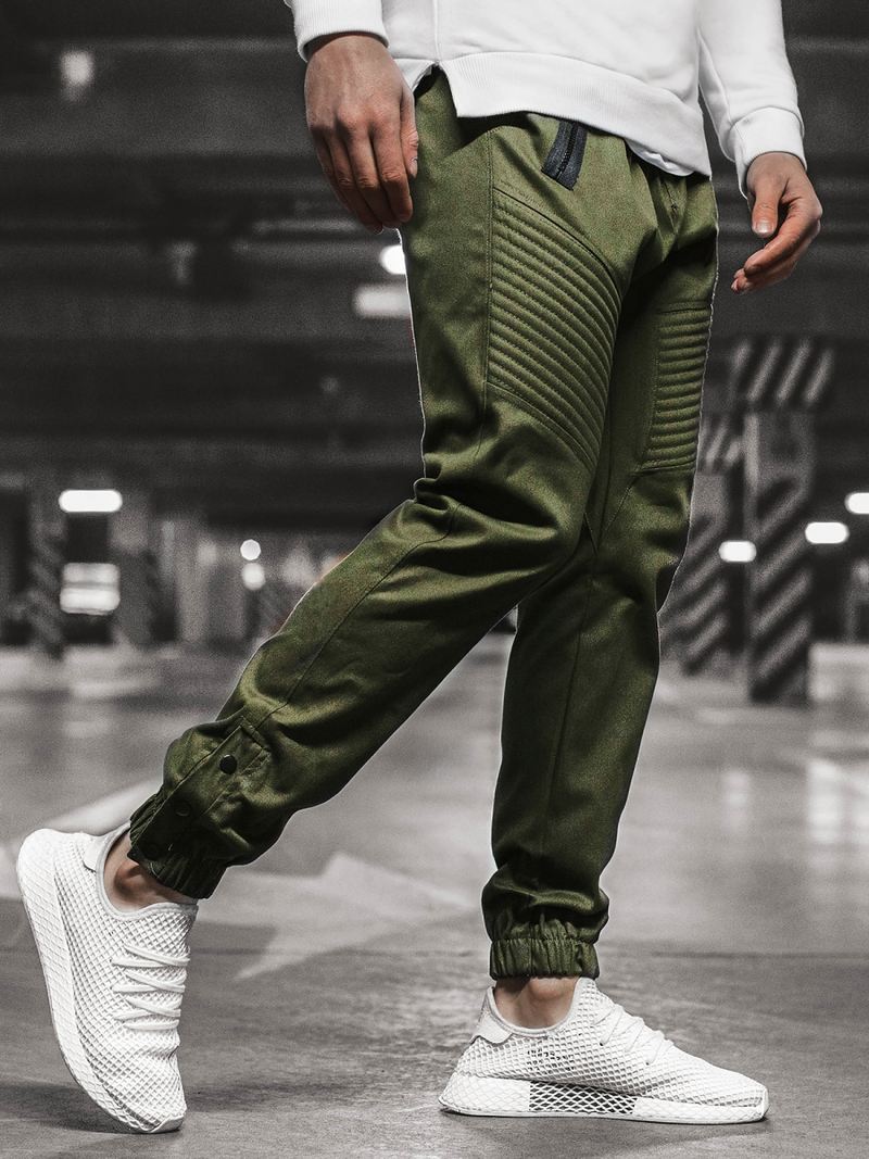 Pantaloni chino jogger pentru bărbați verde OZONEE A/0952