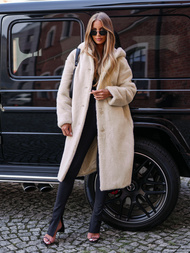Geacă de iarnă din blană pentru femei bej OZONEE JS/11Z8250