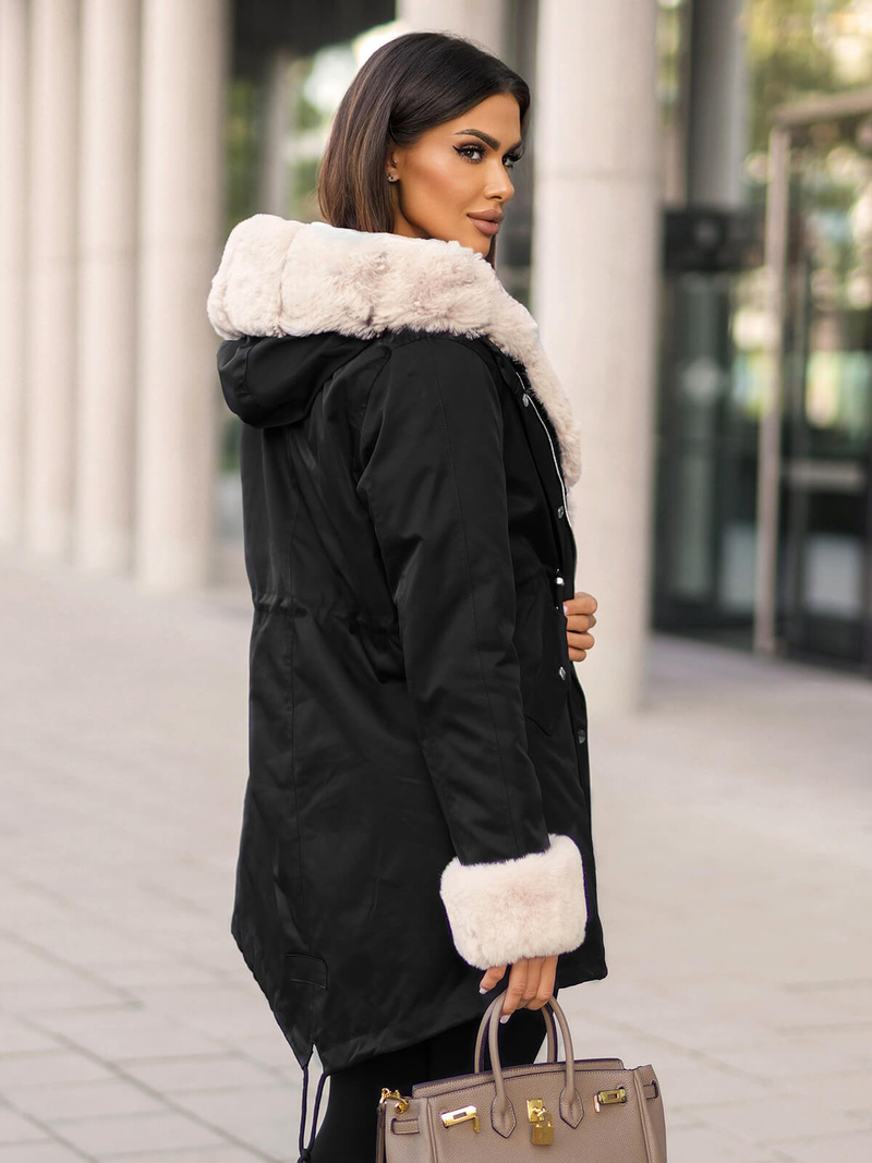 Geacă de iarnă damă neagră OZONEE JS/M763/392Z