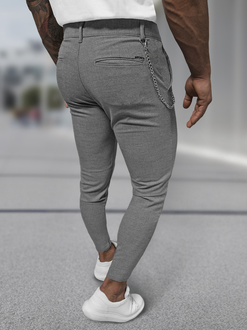 Pantaloni chino bărbaţi gri închis OZONEE DJ/3300