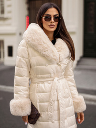 Palton de femei bej OZONEE JS/5M3160/254/BZ