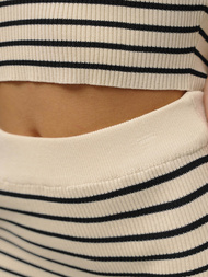 Set pentru femei bej/negru - top și fusta OZONEE O/CH5801