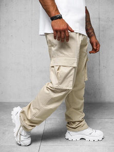 Pantaloni cargo relaxed bărbaţi bej OZONEE O/G3179Z