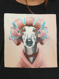 Tricou femei negru-roz OZONEE JS/YJ77726