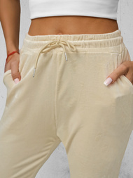 Pantaloni de trening din catifea femei écru OZONEE JS/8K1532/155