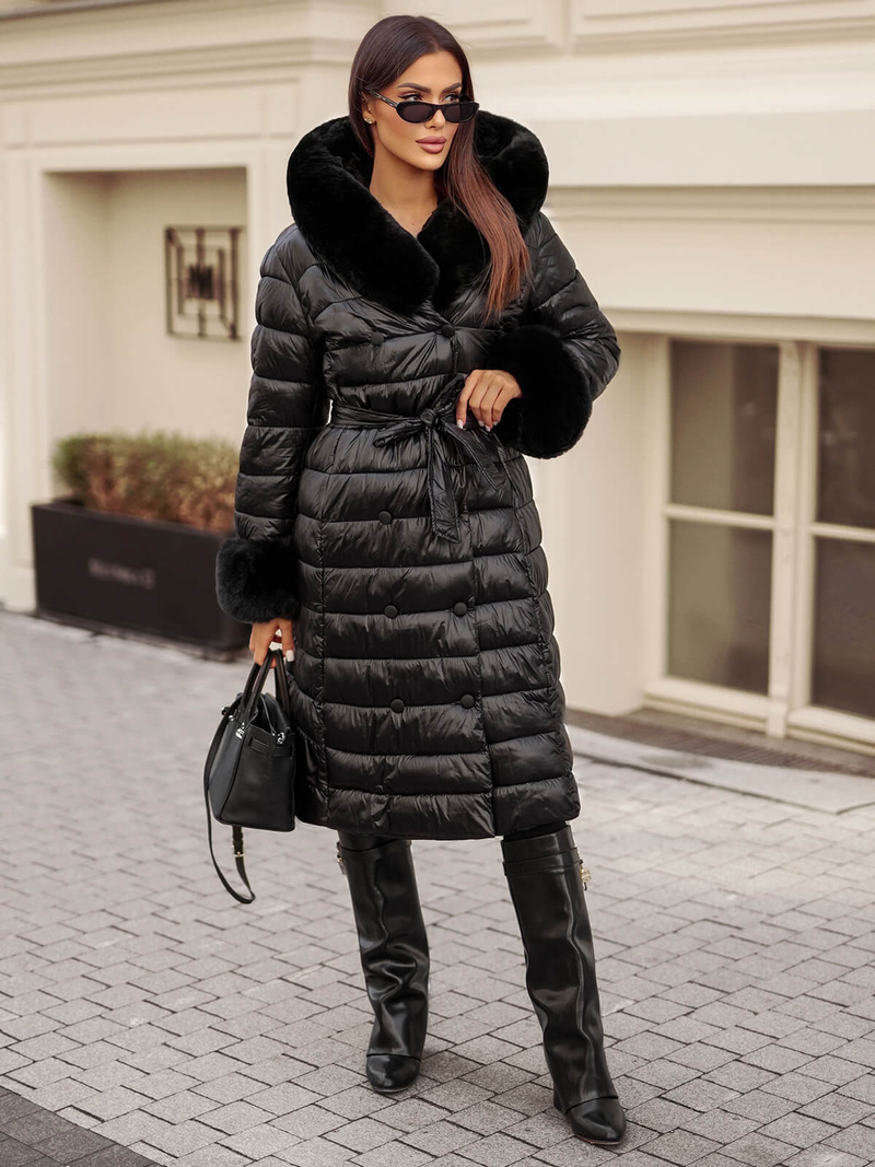 Palton de femei negru OZONEE JS/5M3160/392Z