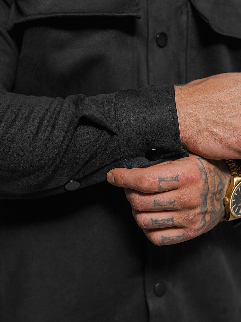 Cămașă bărbați neagră OZONEE O/GOM23039