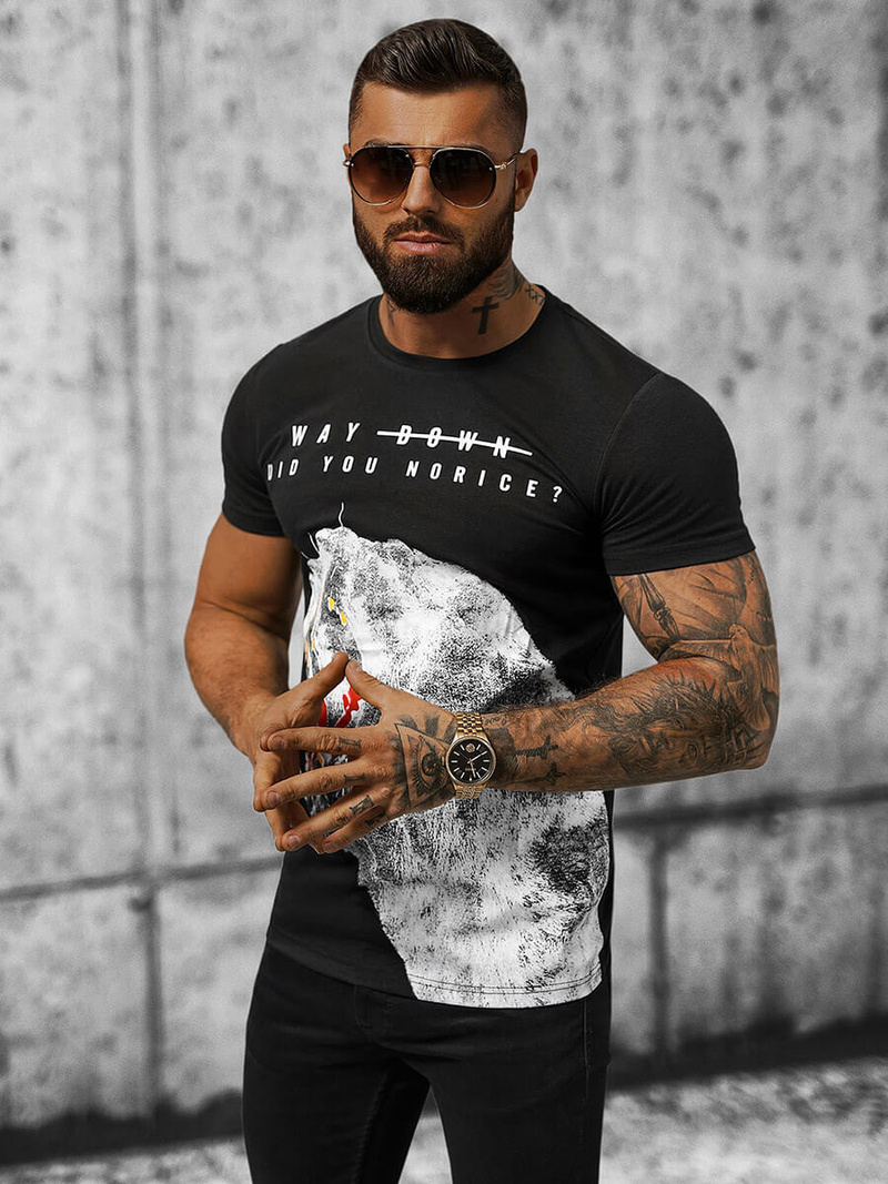 Tricou bărbați negru OZONEE O/T127/3Z