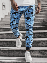 Pantaloni chino jogger pentru camuflaj-albastru OZONEE O/11103
