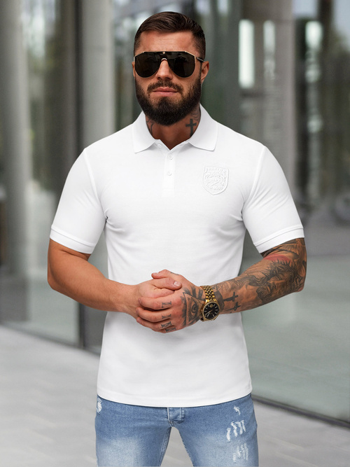 Tricou polo bărbați alb OZONEE NB/MT3142