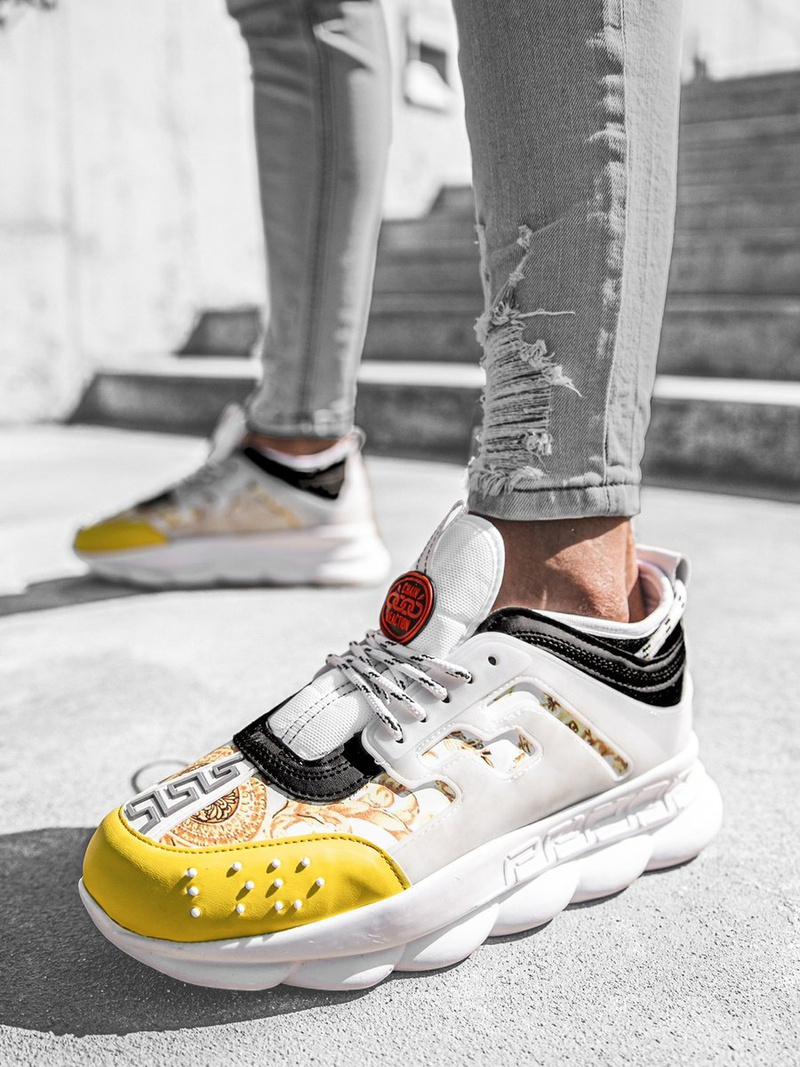 Sneakers bărbați mare alb-galben OZONEE G/2020