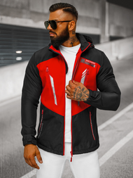 Jachetă softshell bărbați neagră-roșu OZONEE JS/HH022/1C