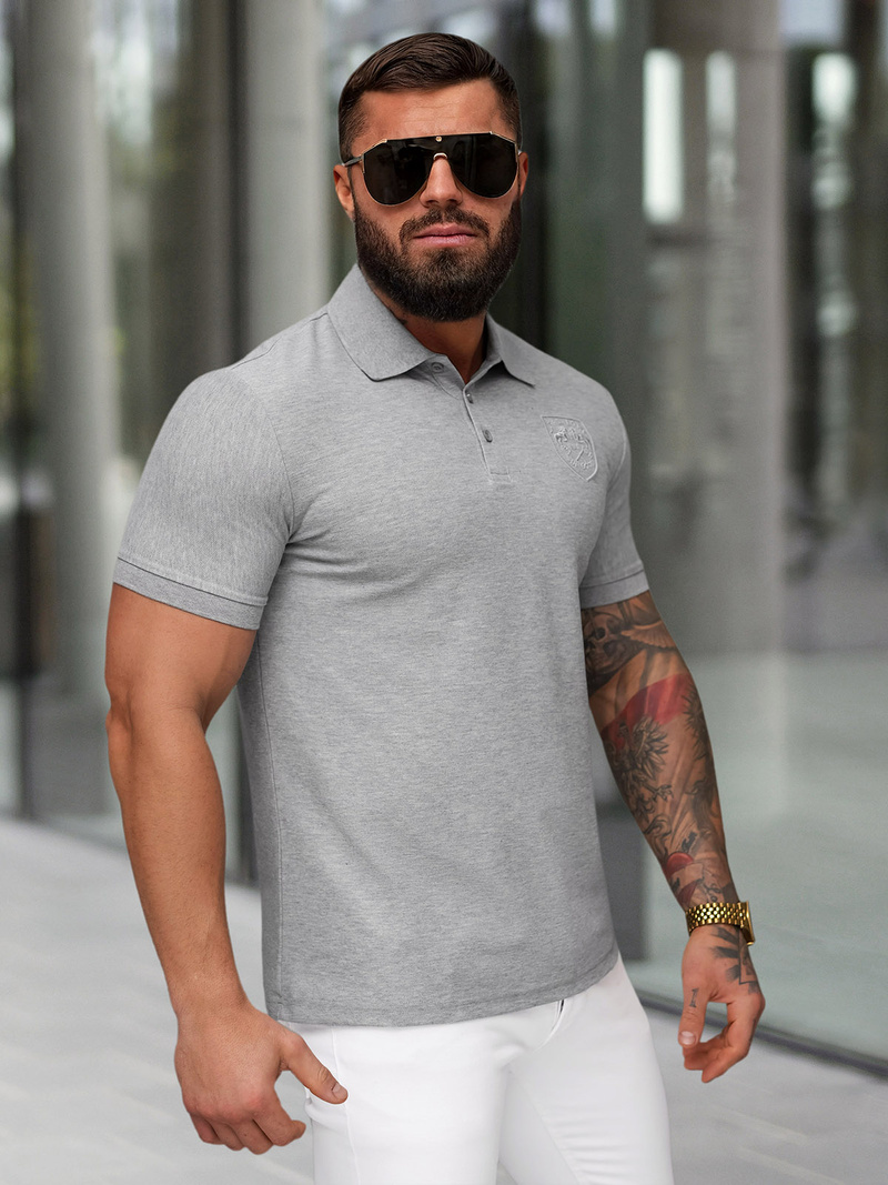 Tricou polo bărbați gri OZONEE NB/MT3142