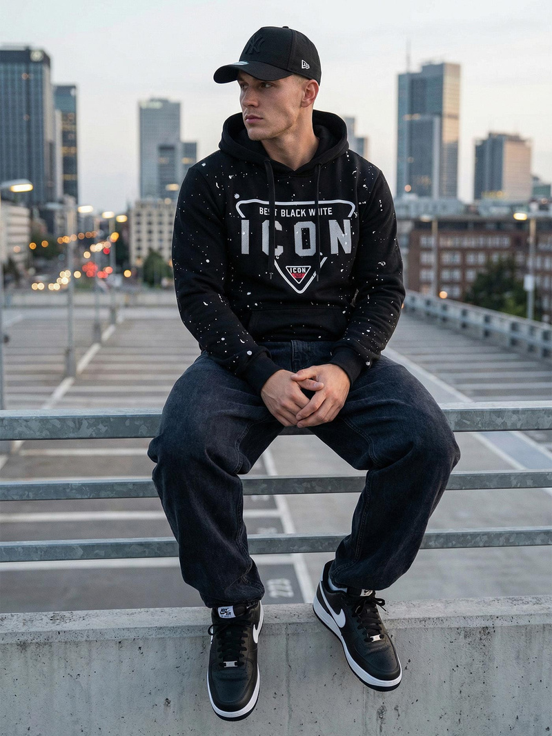 Hanorac bărbați negru OZONEE JS/8B1737/3Z