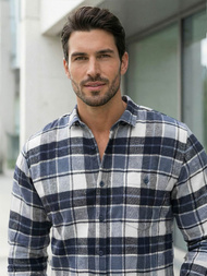 Cămașă bărbați albastru marin OZONEE V/V175Z