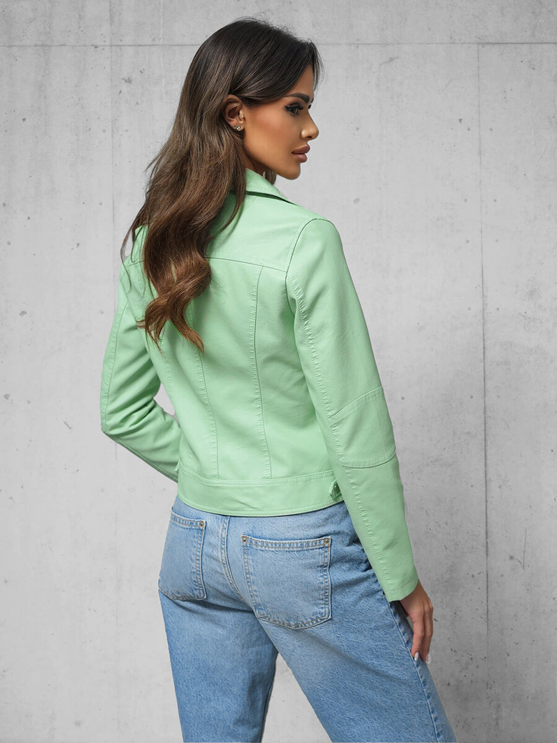 Geacă de piele pentru femei verde-mentă OZONEE O/G88