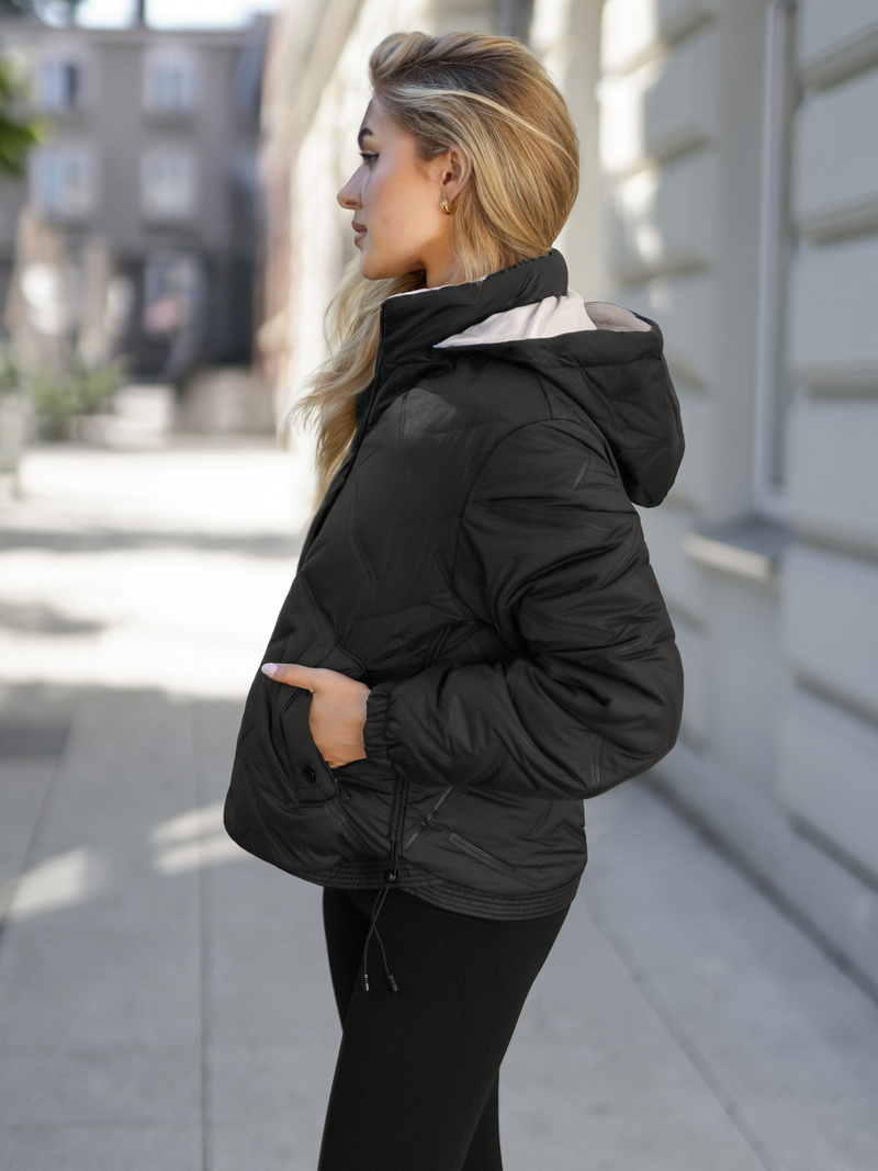 Geacă de femei neagră-bej OZONEE JS/16M9315/392B