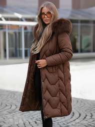 Geacă de iarnă damă ciocolată OZONEE JS/5M3229/158