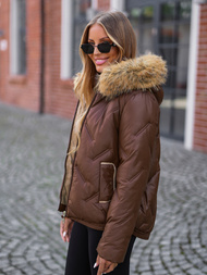 Geacă de iarnă damă ciocolată OZONEE JS/5M3331/158