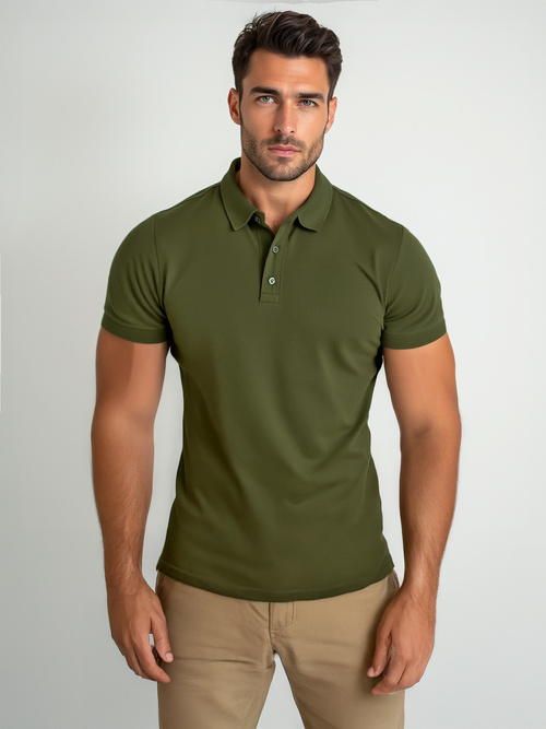 Tricou polo bărbați verde OZONEE JS/8T80/29Z