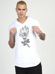 Tricou cu glugă bărbați alb OZONEE MR/21553