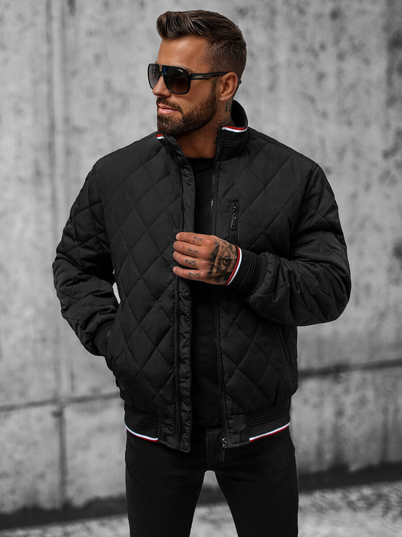 Jachetă de primăvară bărbați neagră OZONEE JS/5M3109/392